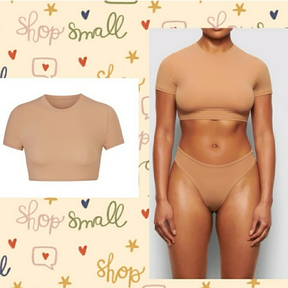Skims Fits Everybody Cropped Tshirt Ochre New